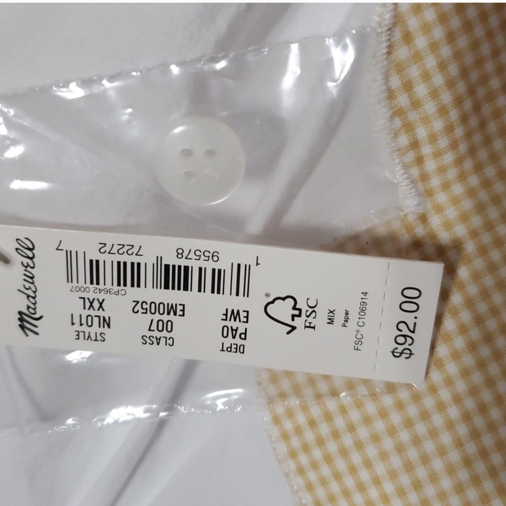 Madewell White Ruched Linen Crop Blouse with Yellow Accents - Picture 12 of 16